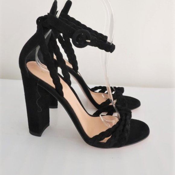 Gianvito Rossi Sandals Liya Black Braided Suede - Picture 4 of 8